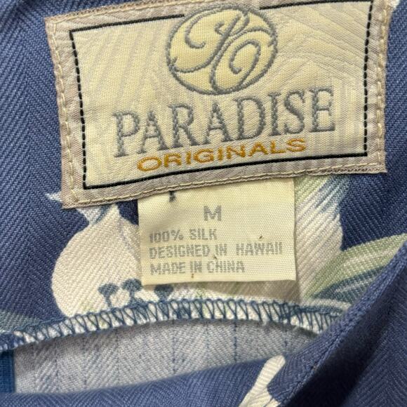 Paradise Originals 100% Silk Hawaiian Sheath Dress Size Medium Sleeveless Blue - Picture 7 of 8